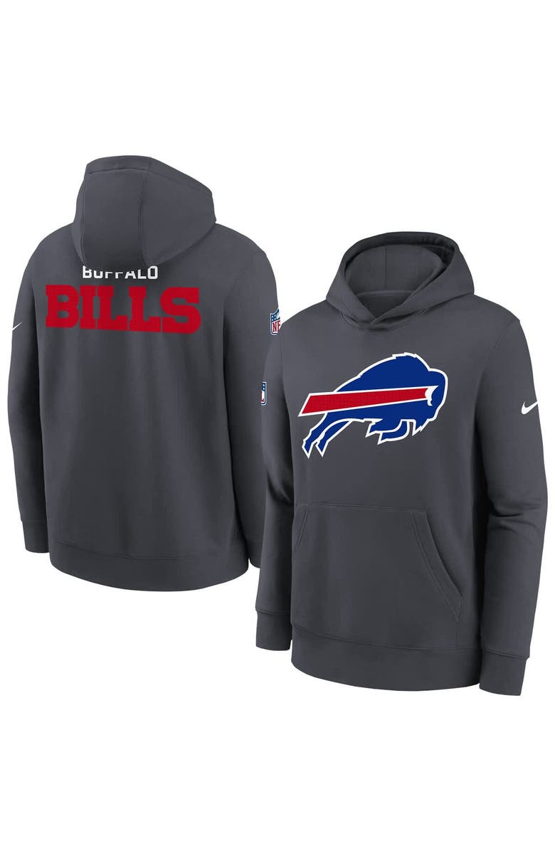 Nike Youth Nike  Charcoal Buffalo Bills Sideline Club Fleece Hoodie, Alternate, color, Charcoal