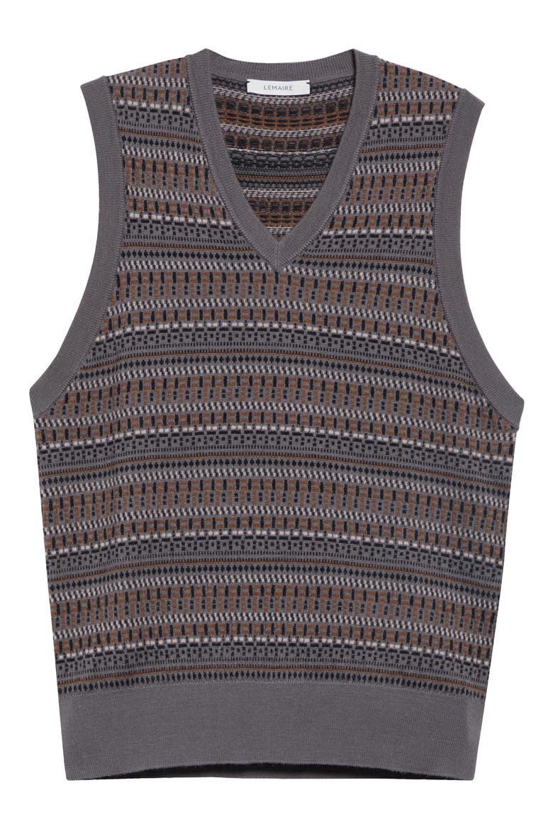 Jacquard Wool Blend Sweater Vest, Alternate, color, ALUMINIUM / OCHRE
