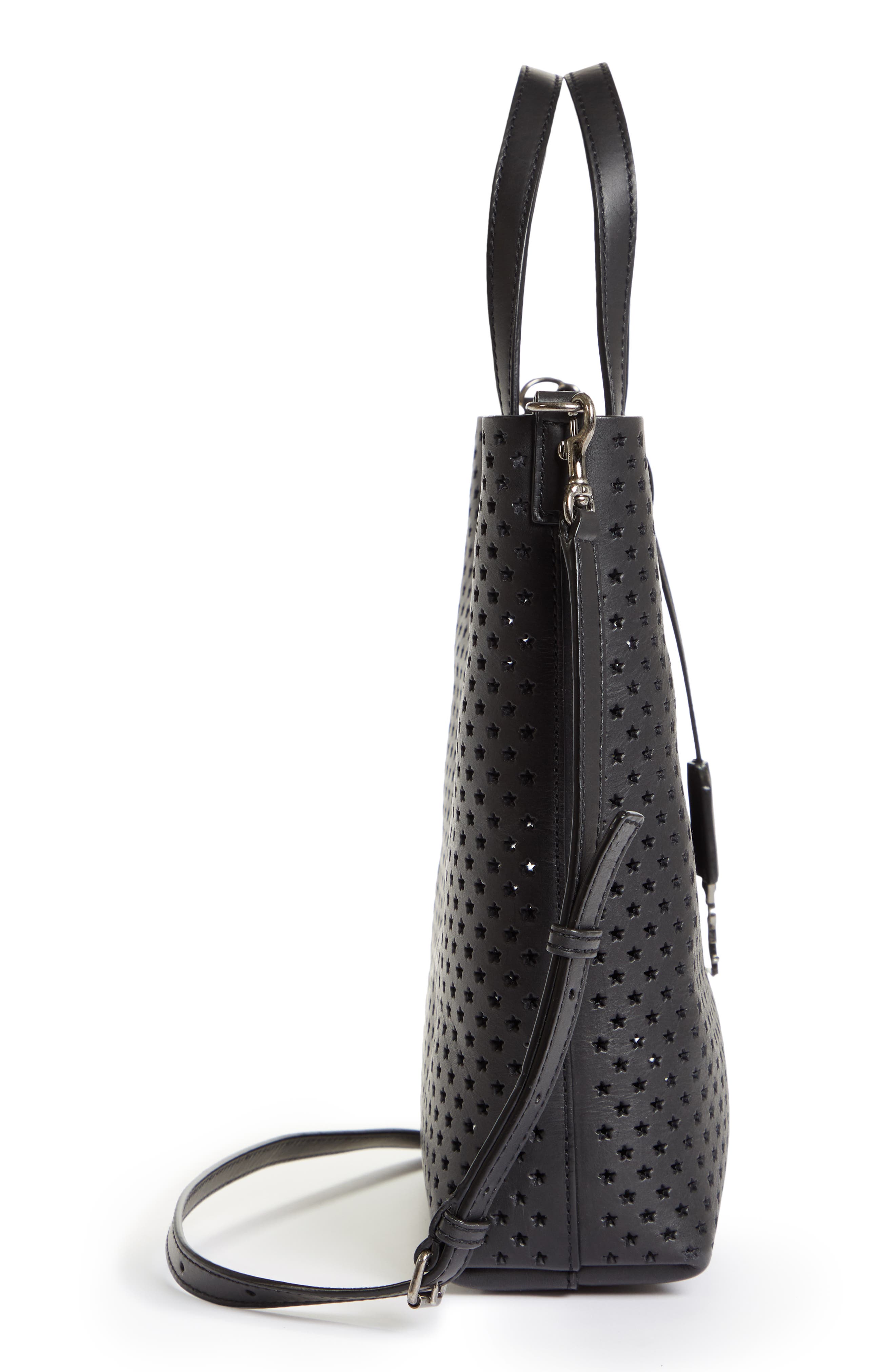Saint Laurent Toy North/South Star Perforated Leather Tote, Alternate, color, 