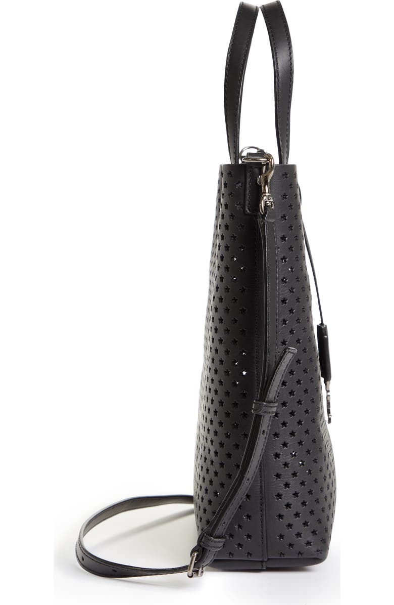 Saint Laurent Toy North/South Star Perforated Leather Tote, Alternate, color,