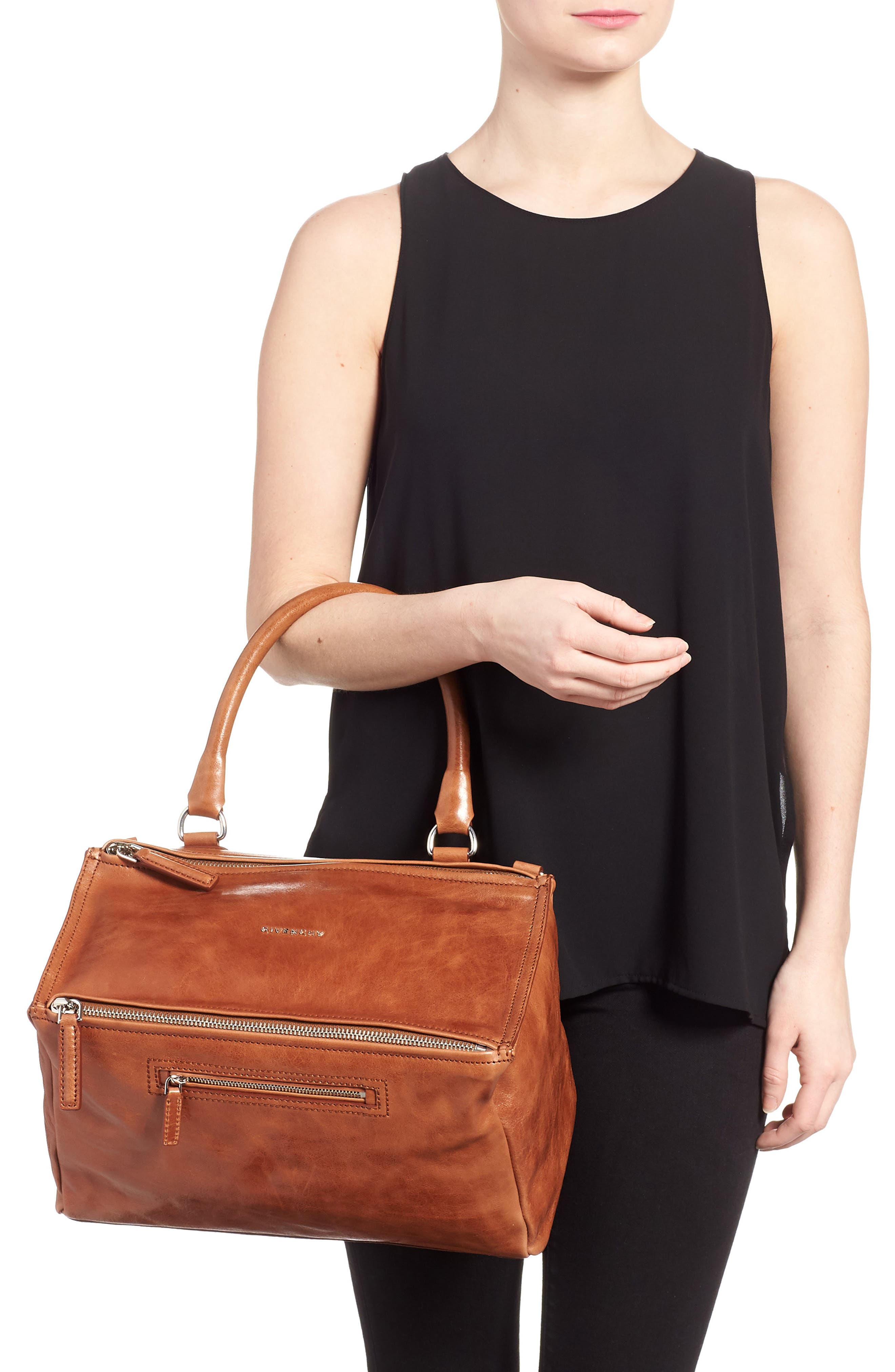 Givenchy Medium Pandora Shiny Aged Leather Satchel, Alternate, color, 