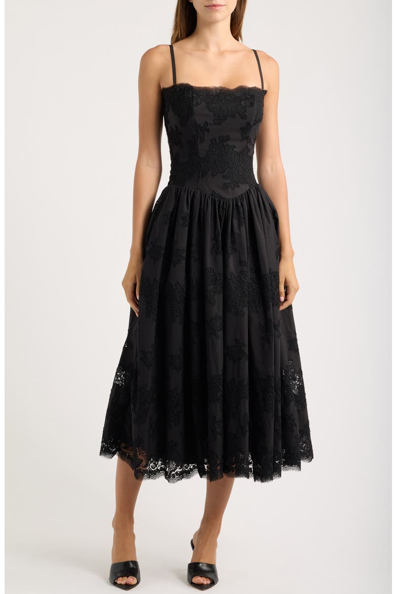 Chloe Broderie Anglaise Party Dress, Main, color, BLACK