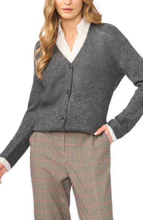 Mixed Media Twofer V-Neck Cardigan