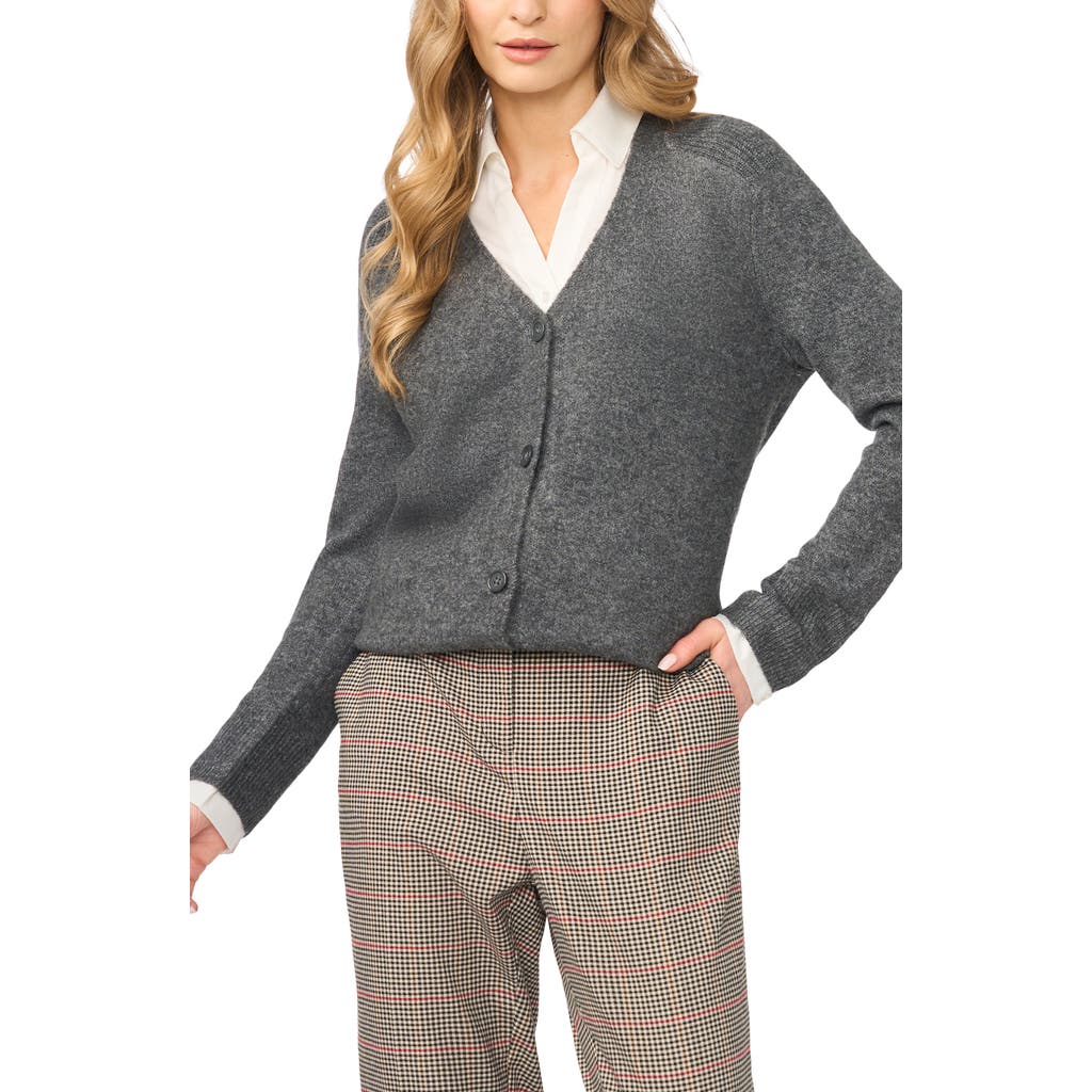 Halogenr Halogen(r) Mixed Media Twofer V-neck Cardigan In Medium Heather Grey