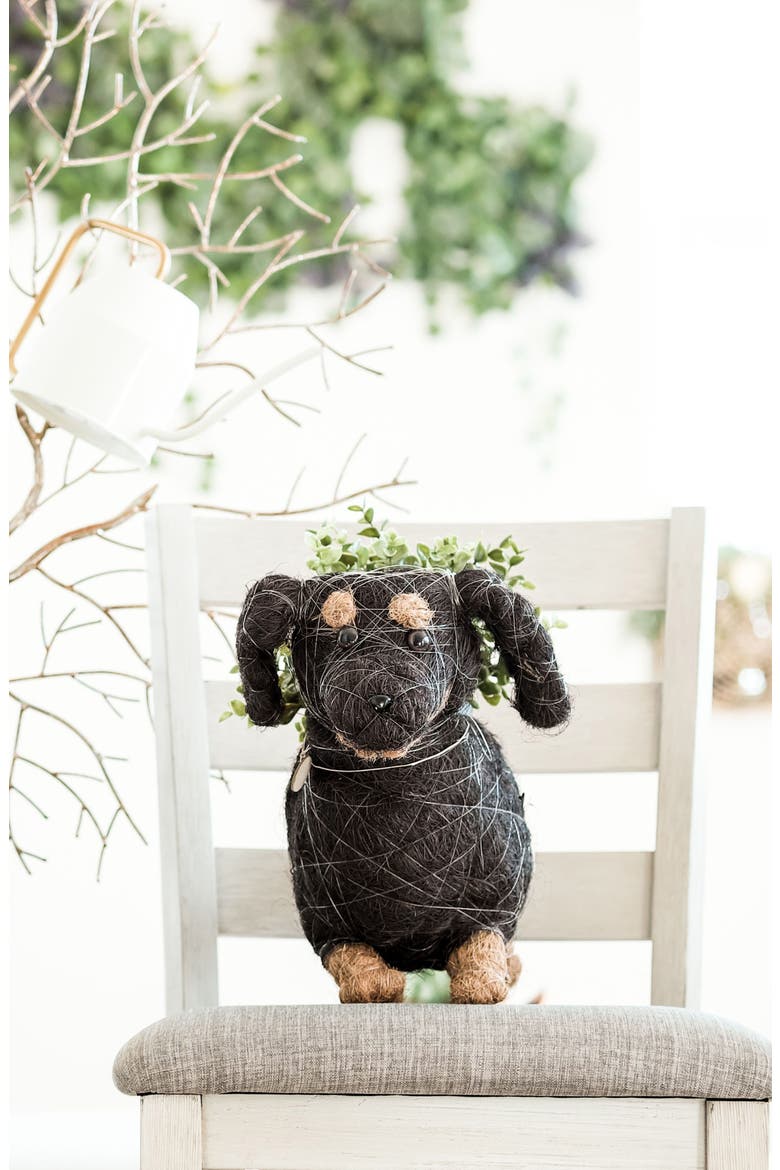 Dachshund Handwoven Planter, Alternate, color, BLACK / BROWN