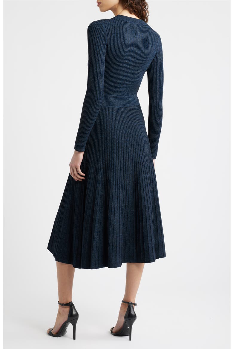 The Sandra Long Sleeve Sweater Dress, Alternate, color, BLUE PALACE / NOIR MARLE