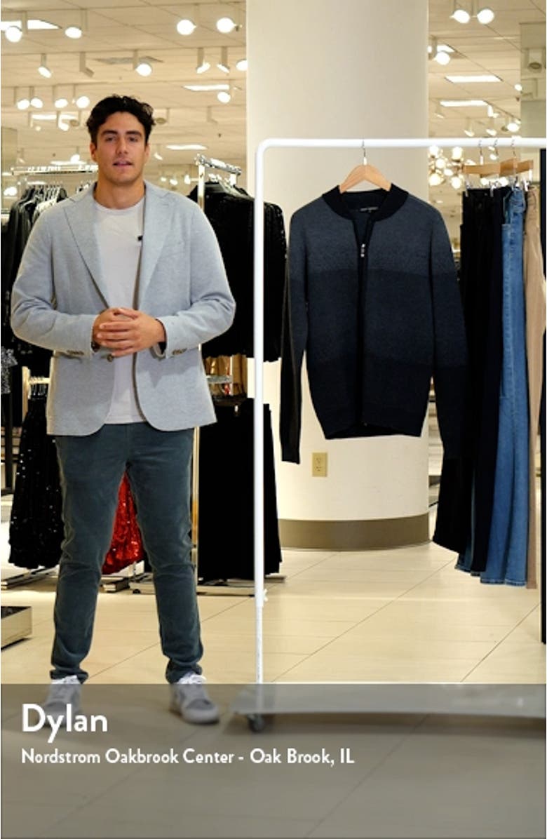 Crosswoods Ombré Jacquard Merino Wool Zip-Up Sweater Jacket, sales video thumbnail