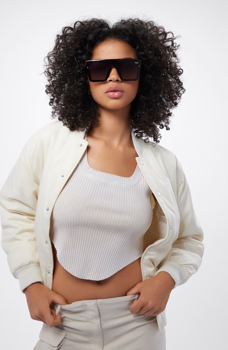 QUAY Hindsight 142mm Polarized Shield Sunglasses, Alternate, color, 