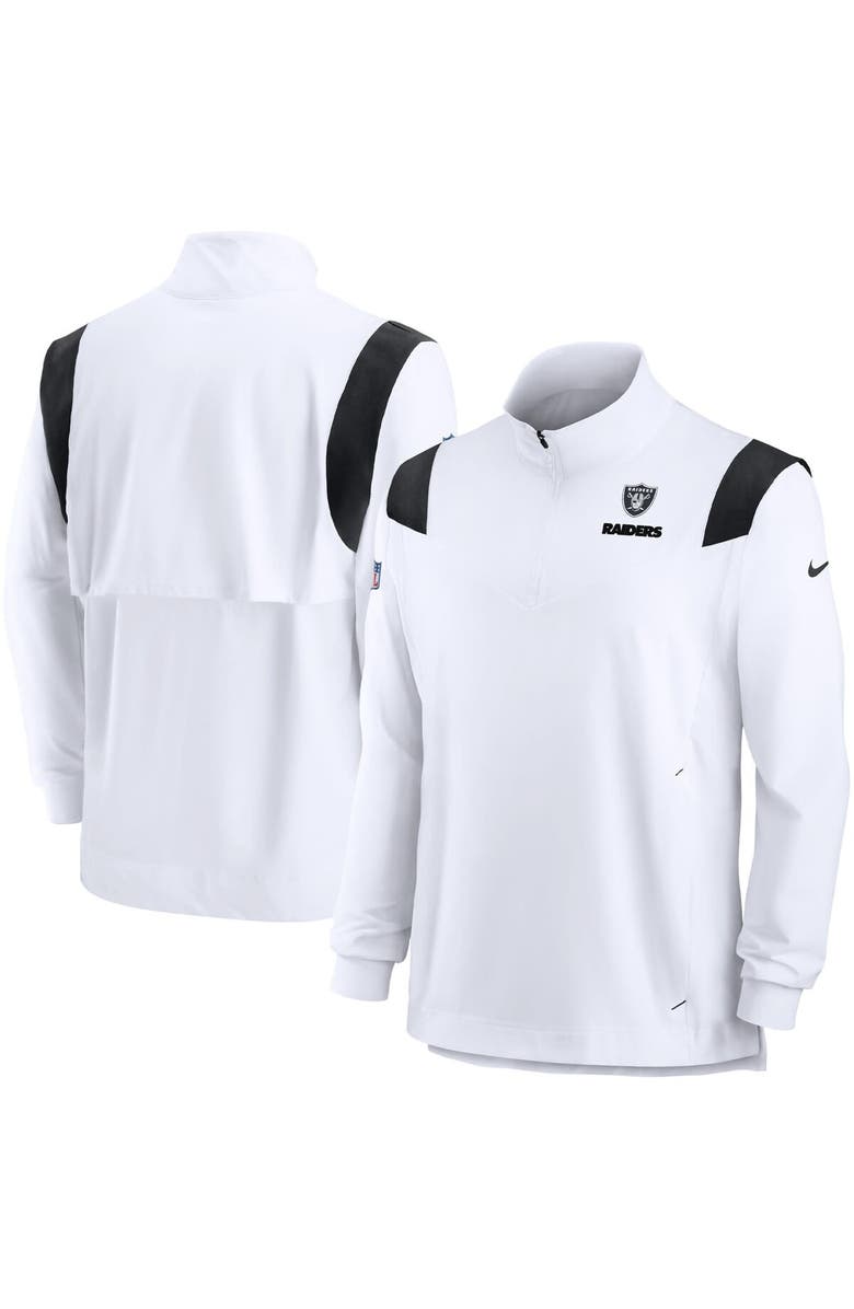 Nike Men's Nike White Las Vegas Raiders Sideline Coach Chevron Lockup Quarter-Zip Long Sleeve Top, Main, color, White