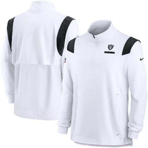 Men's Nike White Las Vegas Raiders Sideline Coach Chevron Lockup Quarter-Zip Long Sleeve Top
