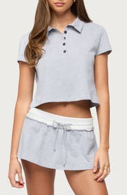 EDIKTED Tenney Cropped Polo Top