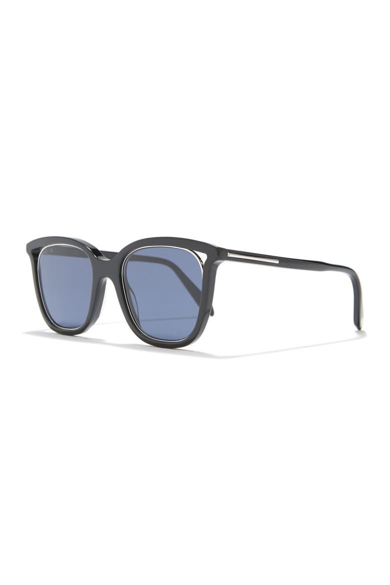50mm Rectangle Sunglasses, Alternate, color, BLACK/SILVER