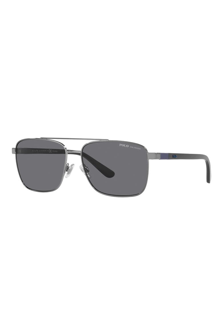59mm Polarized Pillow Sunglasses, Alternate, color, SHINY GUNMETAL / POLAR GREY