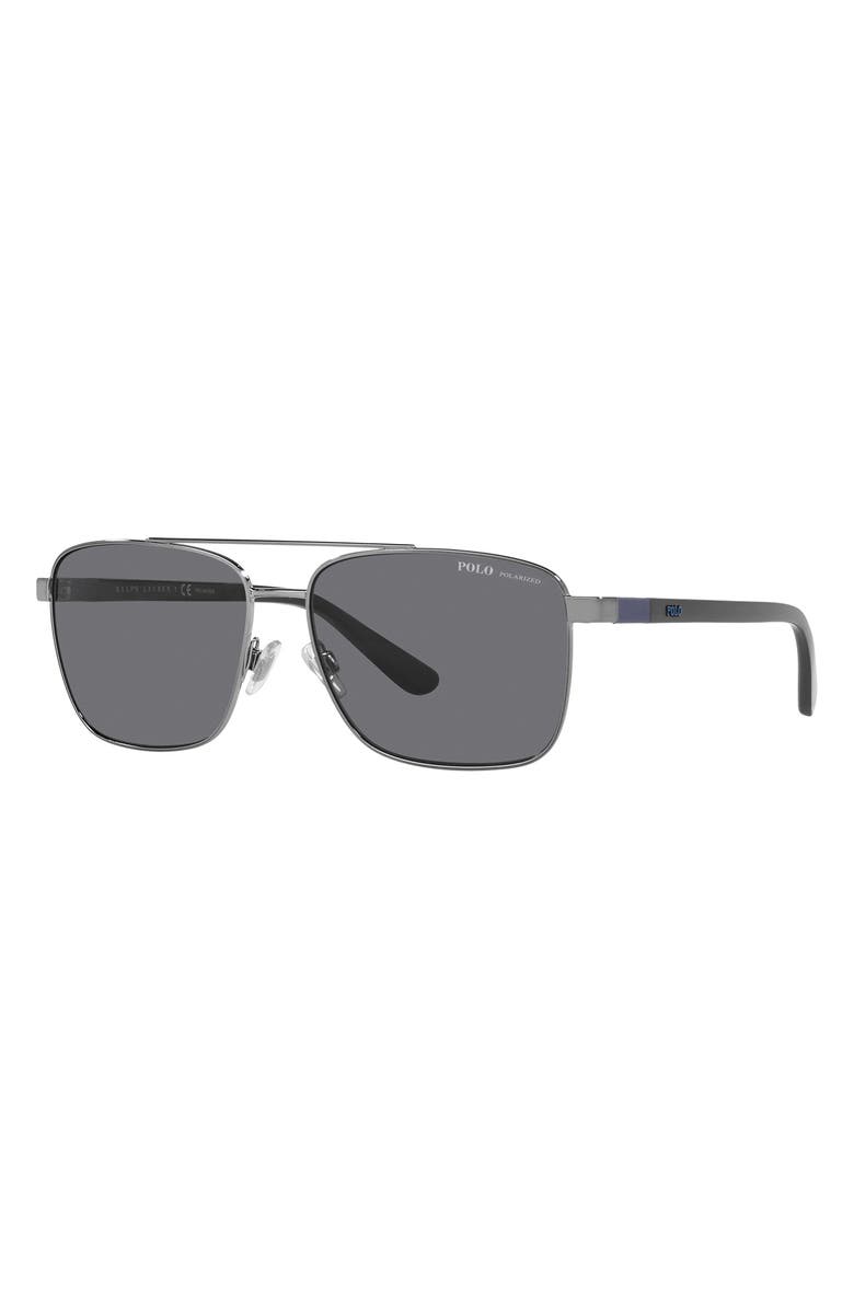 Polo Ralph Lauren 59mm Polarized Pillow Sunglasses, Alternate, color, Shiny Gunmetal / Polar Grey