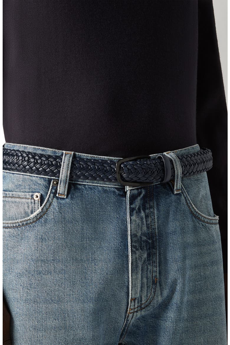 Braided Leather Belt, Alternate, color, NAVY BLUE