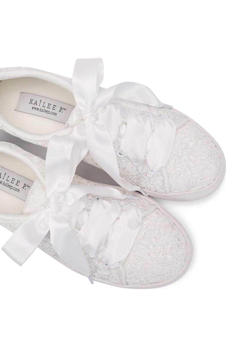 Kailee P Gia Crochet Lace Wedding Platform Sneakers, Alternate, color, White