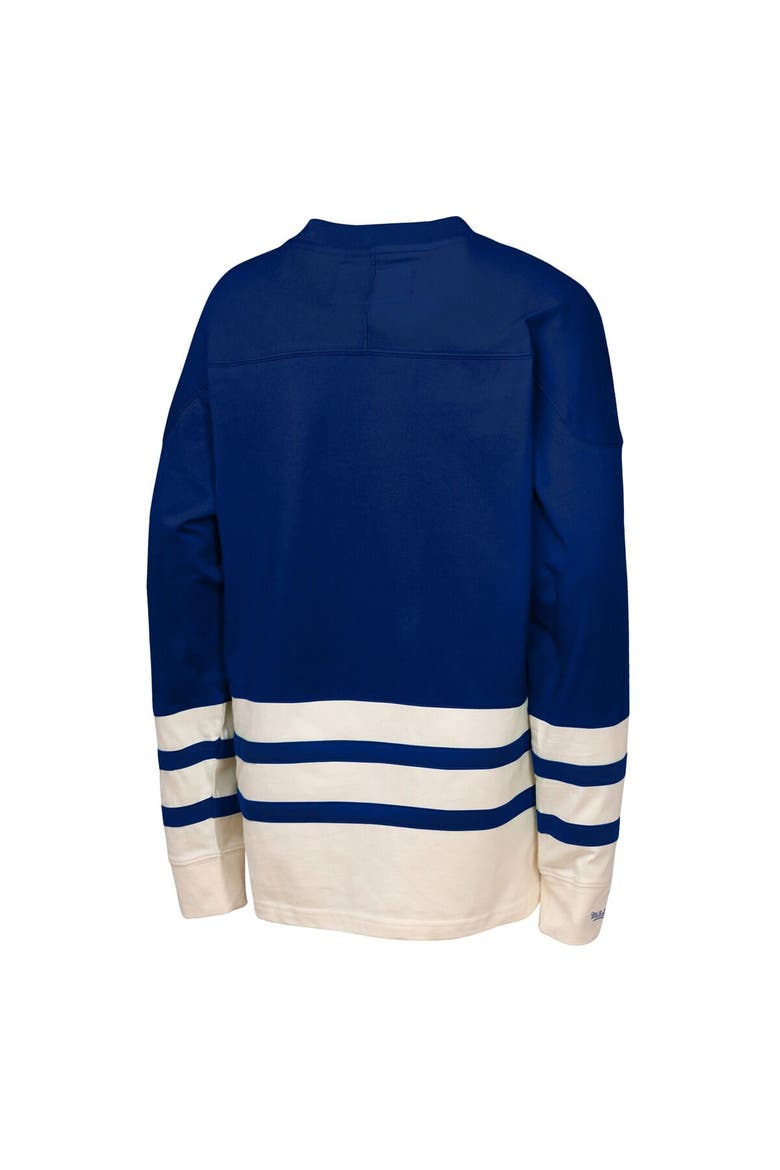 Youth Mitchell & Ness  Blue New York Rangers Chainstitch Heavyweight Long Sleeve Top, Alternate, color, Blue