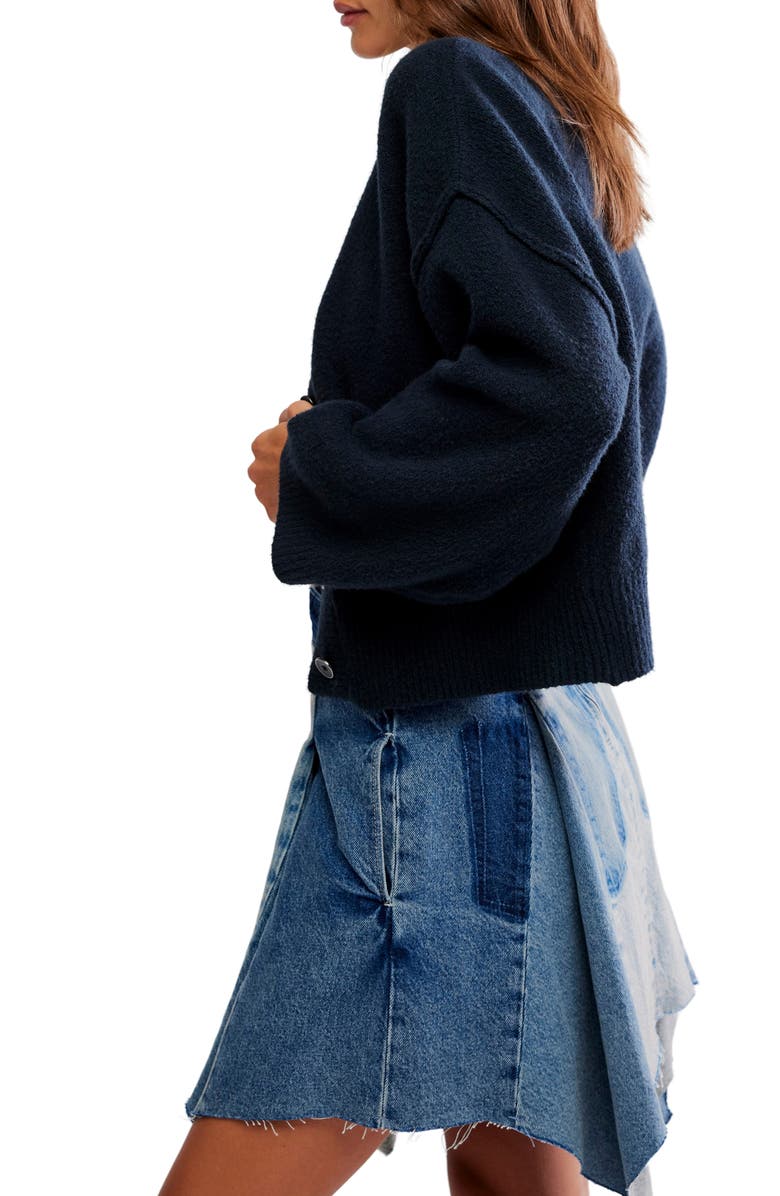 Free People Cool of the Night Cardigan, Alternate, color, Black