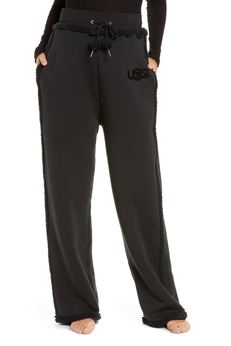 X TELFAR Faux Shearling Sweatpants, Main, color, BLACK