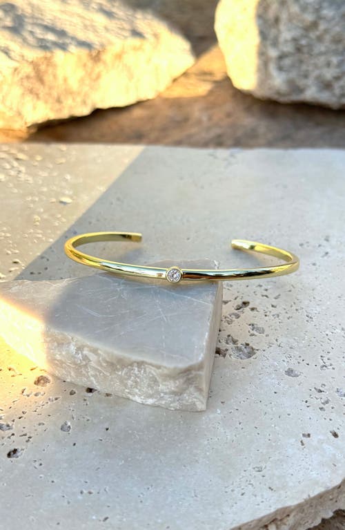Adornia 14k Gold Plated Skinny Cuff With Cz Stone In Gold
