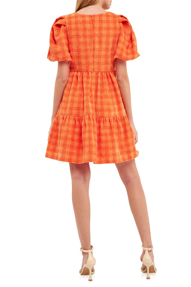 Tweed Babydoll Minidress, Alternate, color, ORANGE