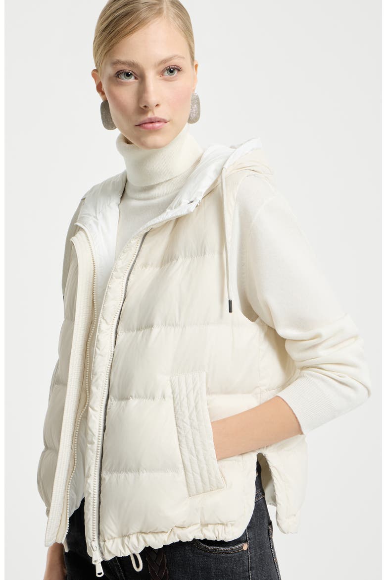 Nylon down vest, Alternate, color, Milk