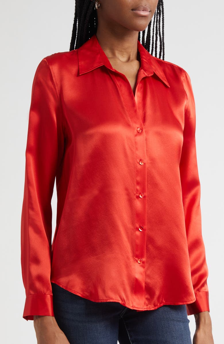 L
AGENCE Tyler Silk Blouse, Alternate, color, Engine Red