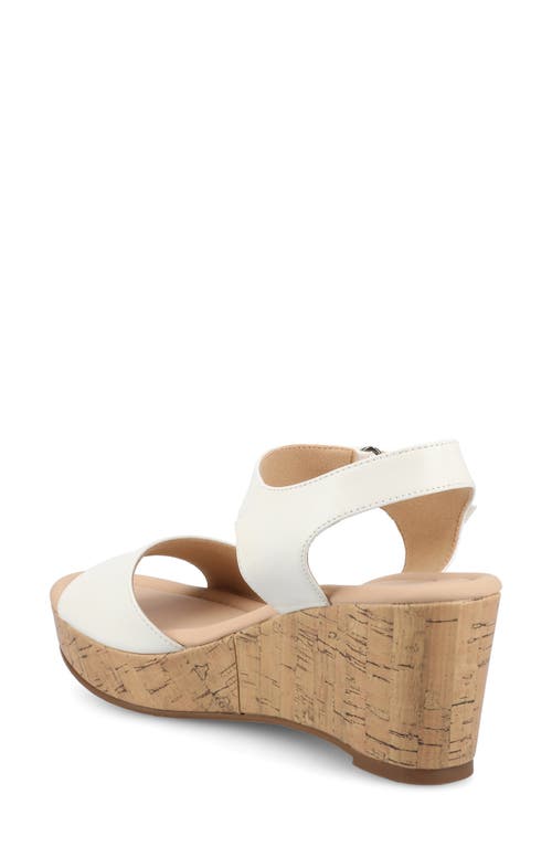 Journee Collection Ranae Platform Wedge Cork Sandal In White