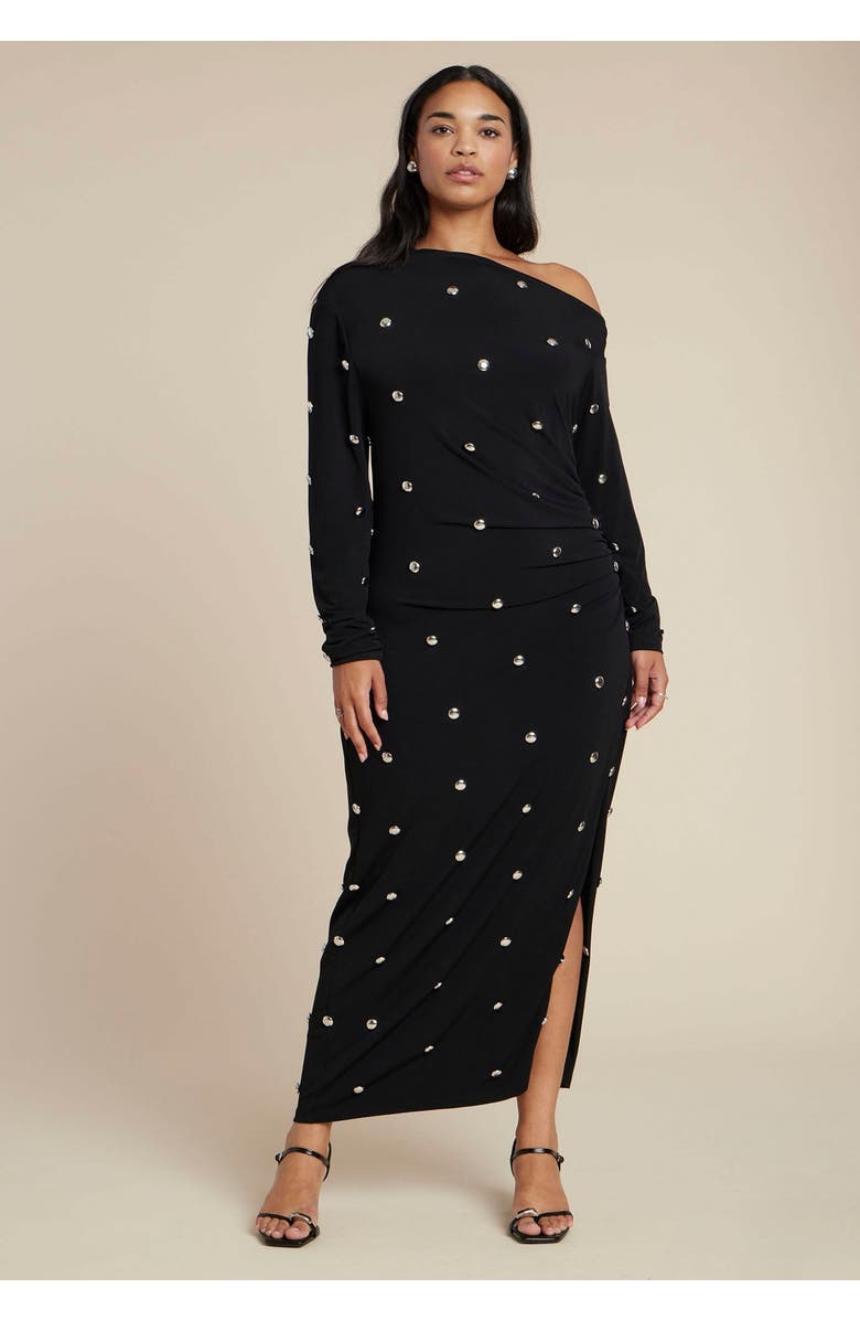 ELOQUII Draped Hardware Fitted Dress, Main, color, 