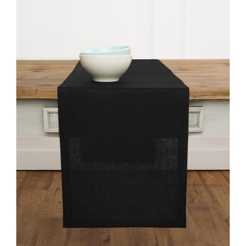 Solino Home Linen Table Runner In Black