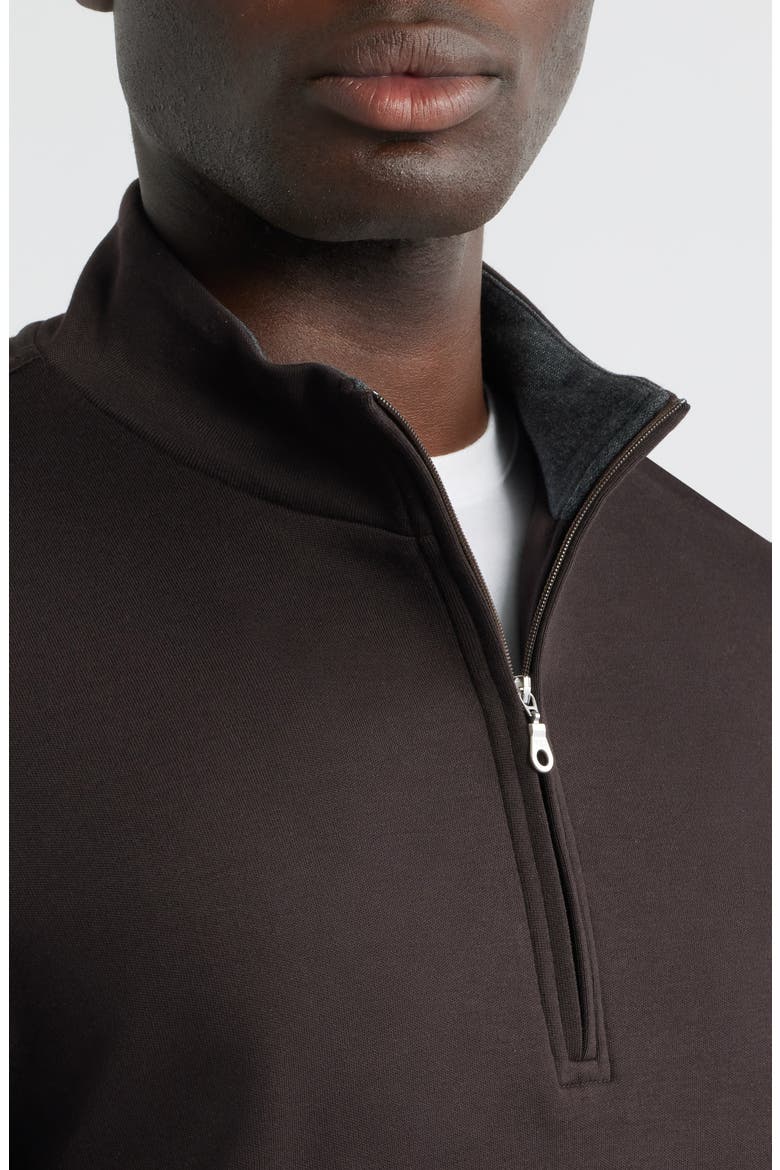 Pima Cotton Interlock Quarter Zip Pullover, Alternate, color, DARK CHOCOLATE