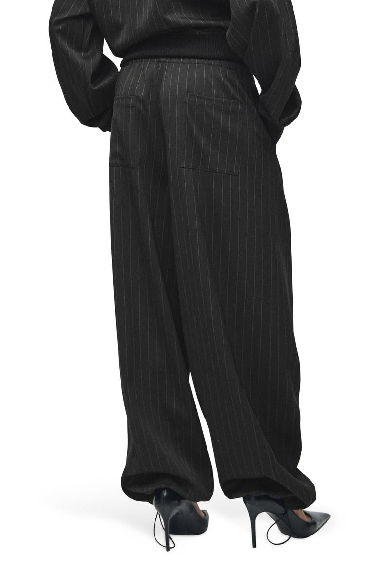 Pinstripe Balloon Pants, Alternate, color, BLACK