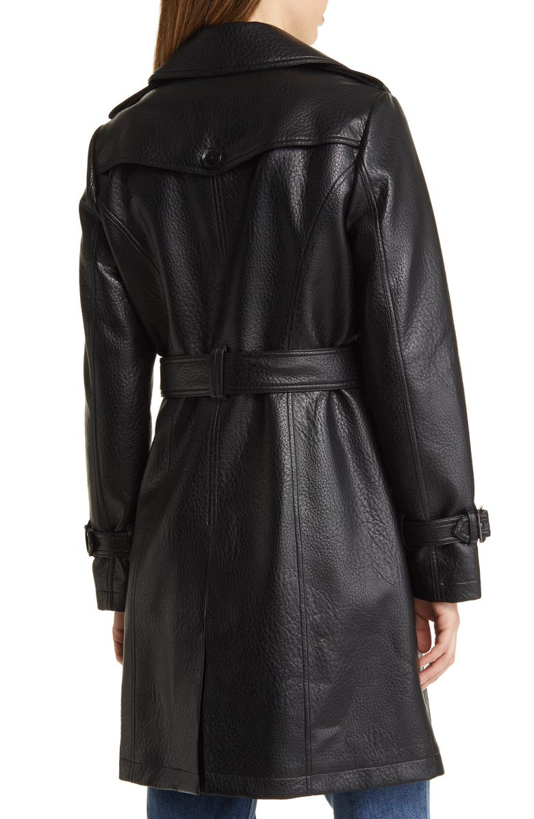 MICHAEL Michael Kors Double Breasted Faux Leather Coat, Alternate, color, 