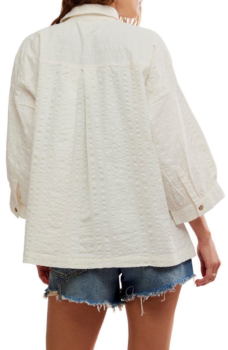 Free People Just Like Me Relaxed Fit Cotton Seersucker Button-Up Shirt, Alternate, color, Coconut Milk