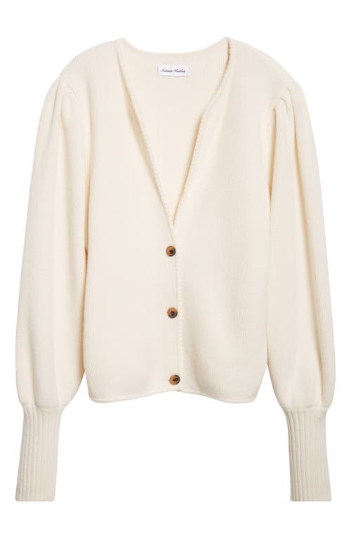 Tanner Fletcher Gender Inclusive Juliet Balloon Sleeve Wool Cardigan In Neutral