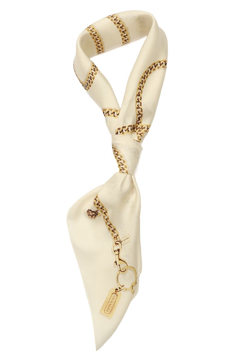 COACH Charms Silk Scarf, Alternate, color, Chalk