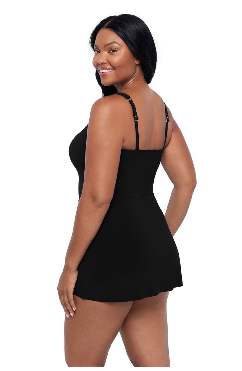 Trimshaper Laura Sweetheart Neckline Control Swimdress, Alternate, color, Black