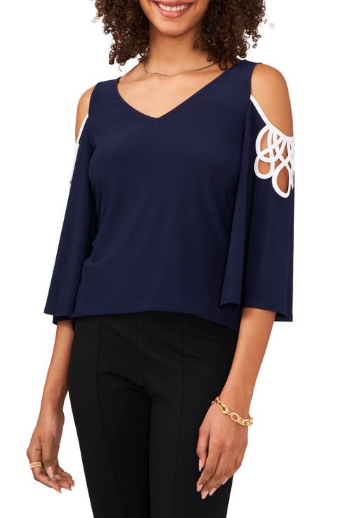 Cold Shoulder Three-Quarter Sleeve Blouse