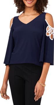 Chaus Cold Shoulder Three-Quarter Sleeve Blouse