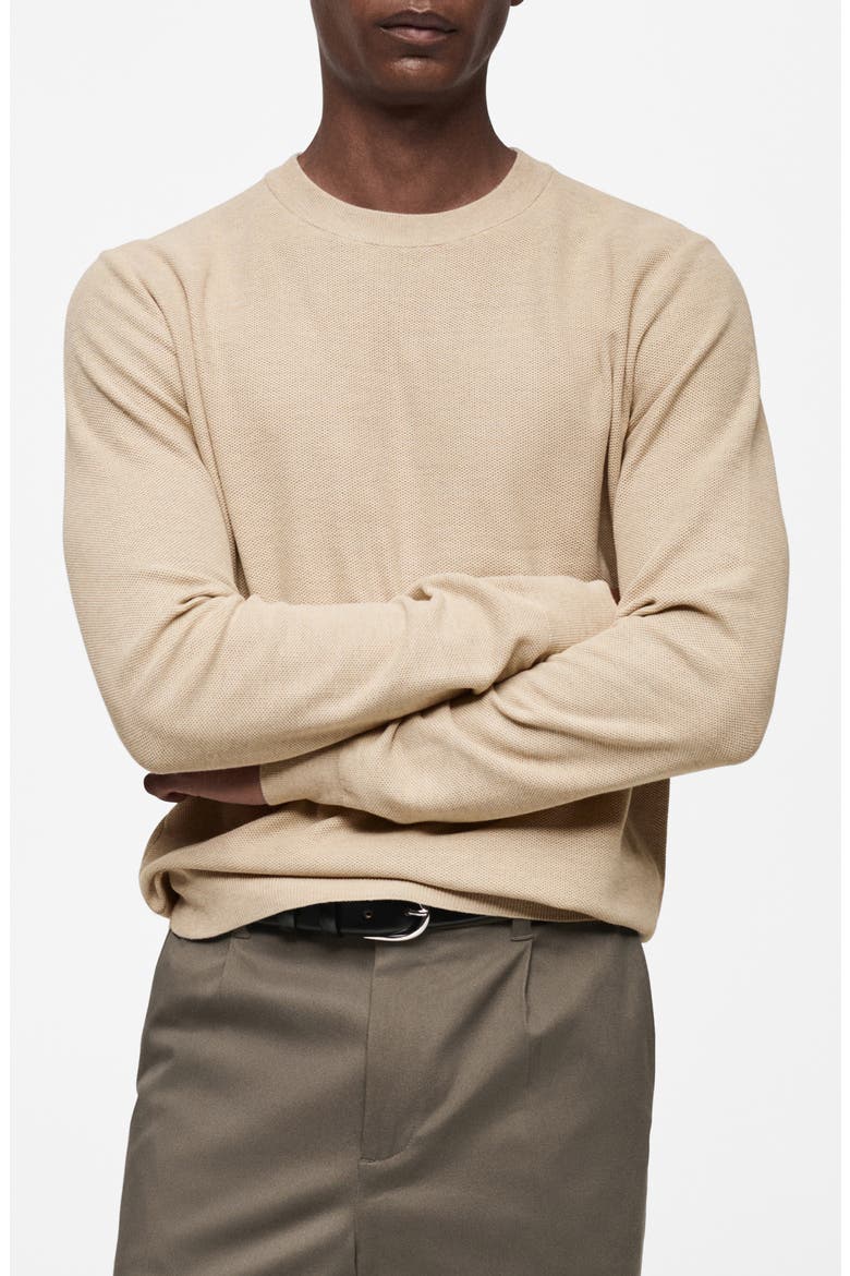 Microstructure Crewneck Sweater, Main, color, SAND