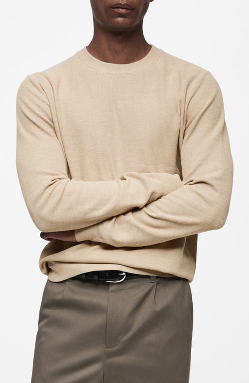 Mango Microstructure Crewneck Sweater In Sand
