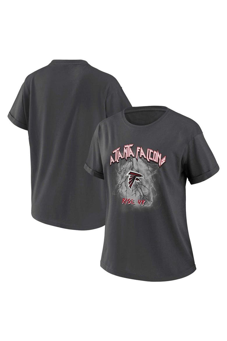Women's WEAR by Erin Andrews Charcoal Atlanta Falcons Boyfriend T-Shirt, Alternate, color, Charcoal
