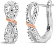 Haus of Brilliance 10K White and Rose Gold 1/3 Ct Diamond Infinite and Ribbon Hoop Earrings