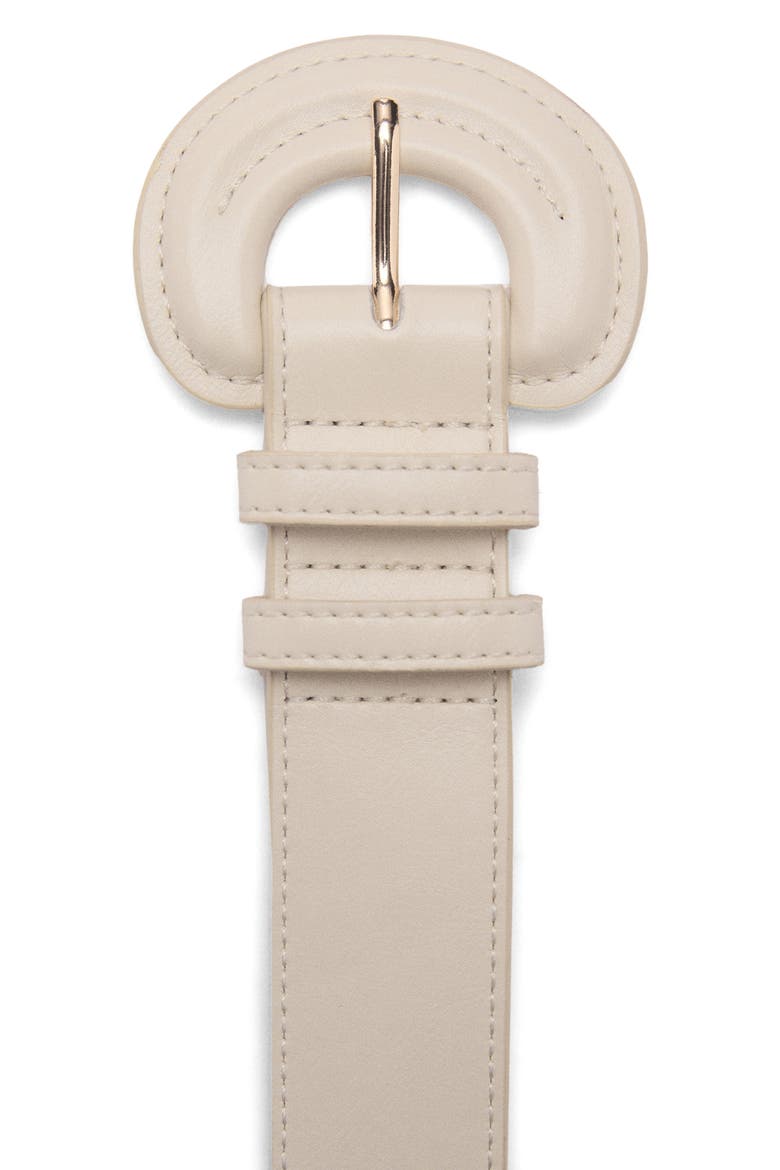 Oval Buckle Faux Leather Belt, Alternate, color, ECRU