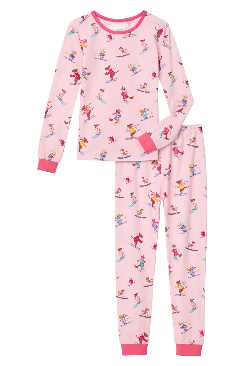 Kids' Festive Print Fitted Two-Piece Pajamas, Main, color, SKI SEASON