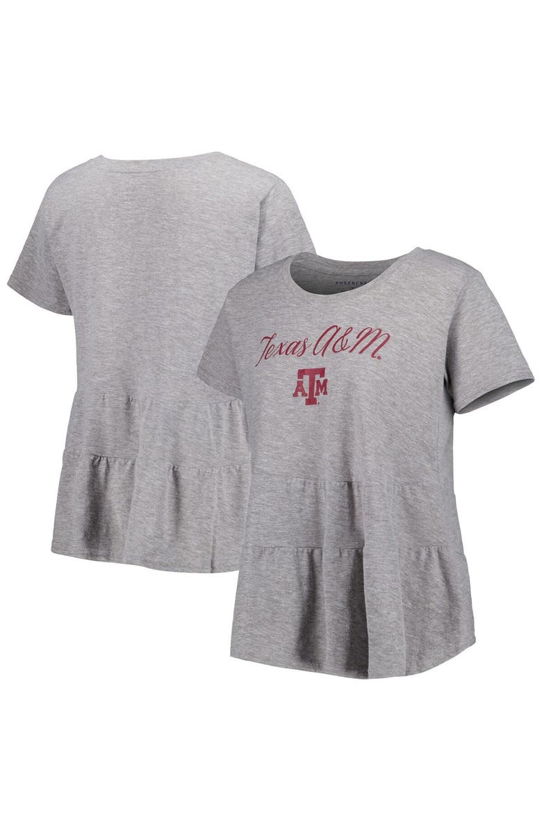 BOXERCRAFT Women's Gray Texas A&M Aggies Willow Ruffle-Bottom T-Shirt, Main, color, Gray