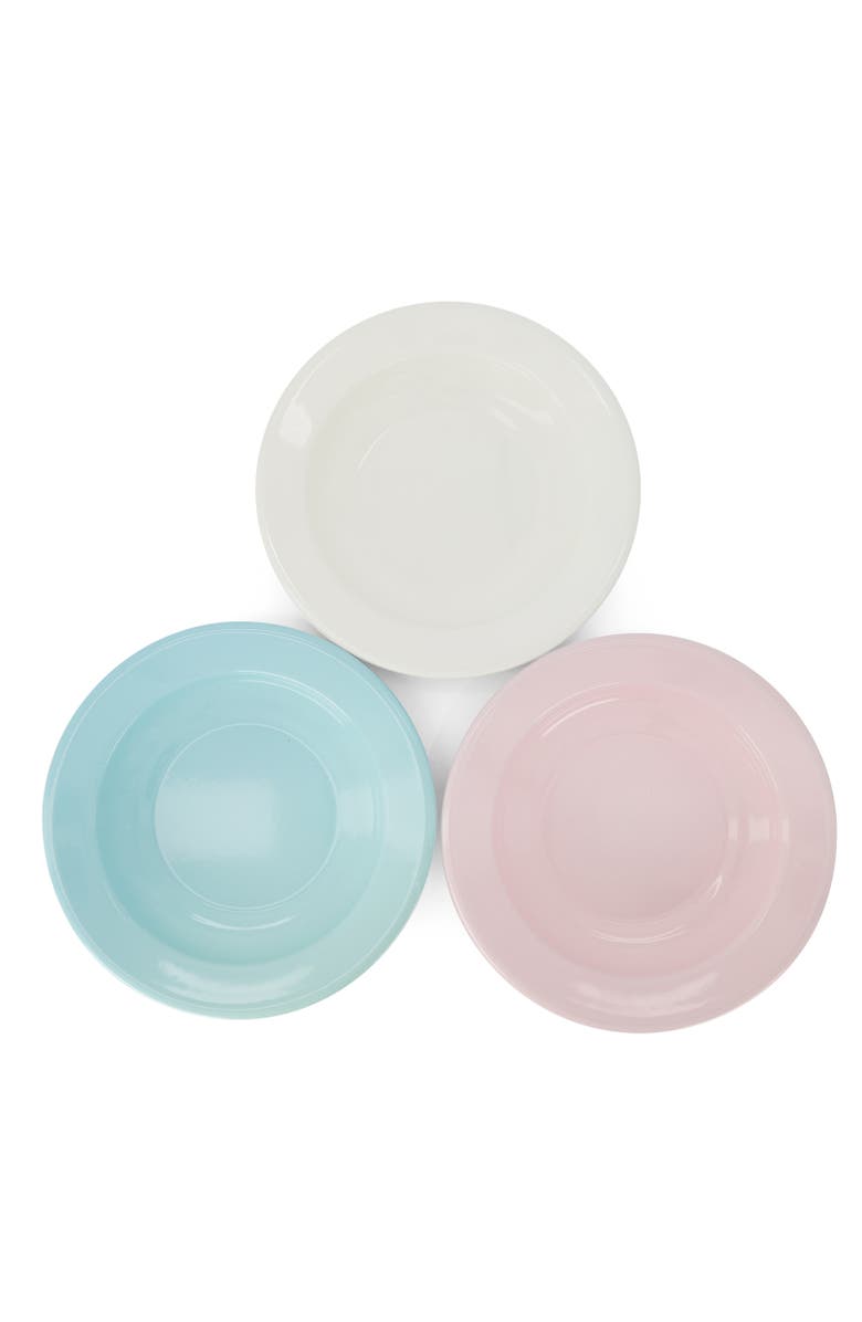 Elifle Two Tone Enamel Dinner Bowl - Set of 4, Alternate, color, Royal Blue & Ivory