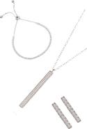 Adornia Cubic Zirconia Bar Pendant Necklace, Bracelet & Stud Earrings Set
