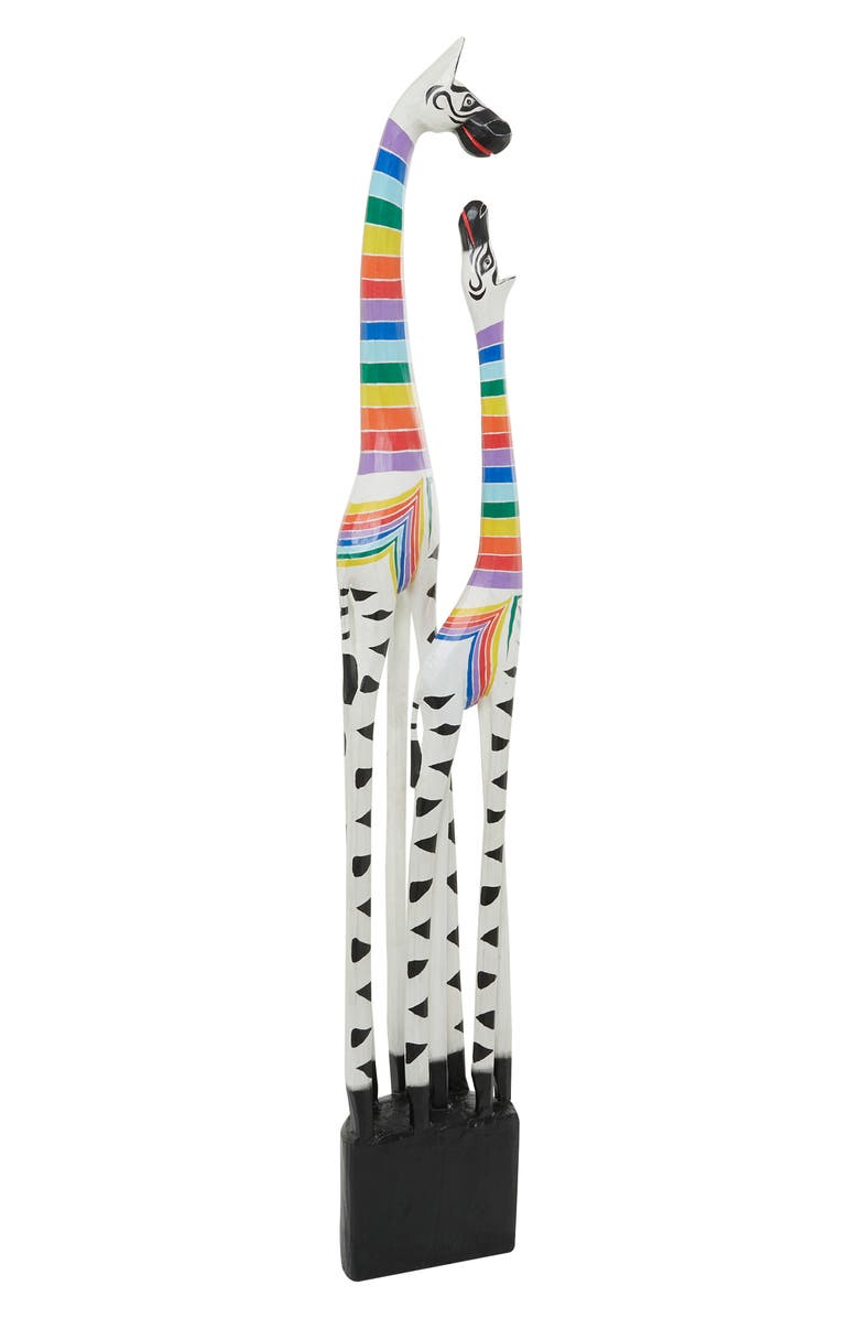 GINGER BIRCH STUDIO Multicolored Wood Striped Giraffe Sculpture, Alternate, color, 