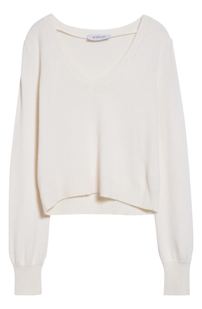 Derek Lam 10 Crosby Penina Wool & Cashmere V-Neck Sweater, Alternate, color, Snow White